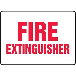 "Fire Extinguisher" Sign - Vinyl, Aluminum, Plastic, 7", 10", Adhesive, English, Fire and Emergency, Fire Extinguisher