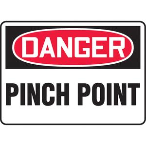 "Pinch Point" Sign - Vinyl, Plastic, Aluminum, 10", 14", Adhesive, English, Equipment, Danger; Pinch Point