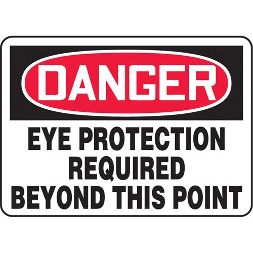 "Eye Protection Required" Sign - Vinyl, Plastic, Aluminum, 7", 10", Adhesive, English, Personal Protection