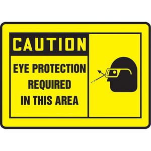 "Eye Protection Must Be Worn" Sign - Vinyl, Plastic, Aluminum, 10", 14", Adhesive, English with Pictogram, Personal Protection