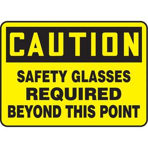 "Safety Glasses Required" Sign - Vinyl, Plastic, Aluminum, 10", 14", Adhesive, English, Personal Protection