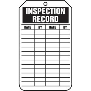 Inspection Tags - Cardstock, English, 3-1/8", 5-7/8", Inspection Record, Package, 5