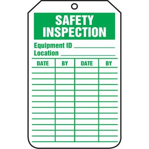 Inspection Tags - Cardstock, English, 3-1/8", 5-7/8", Safety Inspection, Package, 5