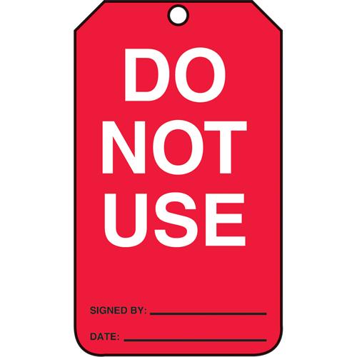 Safety Tags - English, Plastic, 3-3/8", 5-7/8", Danger Do Not Use Reason Tagged, 5, Package