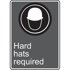 Hard Hats Required CSA Standard Safety Sign - Vinyl, Plastic, 14", 10", Adhesive, English with Pictogram, Personal Protection, Hard Hats Required w/Pictogram