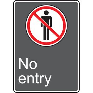 No Entry CSA Standard Safety Sign - Plastic, Vinyl, Aluminum, 14", 10", Bolt-On, English with Pictogram, Admittance and Exit, No Entry w/Pictogram