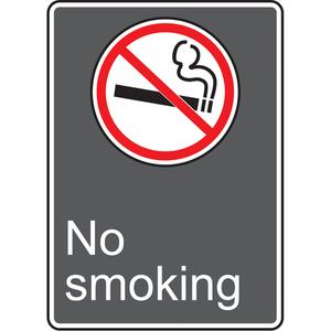 No Smoking CSA Standard Safety Sign - Plastic, Vinyl, Aluminum, 14", 10", Bolt-On, English with Pictogram, Smoking Control, No Smoking w/Pictogram