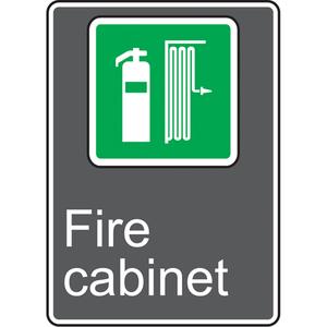 Fire Cabinet CSA Standard Safety Sign - Vinyl, Plastic, Aluminum, 14", 10", Adhesive, English with Pictogram, Fire and Emergency, Fire Cabinet w/Pictogram