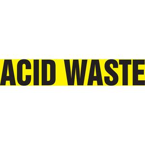 "Acid Waste" Pipe Marker - Vinyl, Black on Yellow, 1-1/2" - 2", 1-1/2", 8", 3/4", English, Self-Adhesive, PB