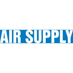 "Air Supply" Pipe Marker - Vinyl, White on Blue, 1-1/2" - 2", 1-1/2", 8", 3/4", English, Self-Adhesive, PB