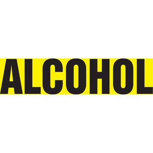 "Alcohol" Pipe Marker - Vinyl, Black on Yellow, 1-1/2" - 2", 1-1/2", 8", 3/4", English, Self-Adhesive, PB