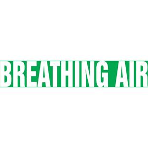"Breathing Air" Pipe Marker - Vinyl, White on Green, 1-1/2" - 2", 1-1/2", 8", 3/4", English, Self-Adhesive, PB