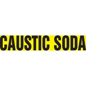 "Caustic Soda" Pipe Marker - Vinyl, Black on Yellow, 1-1/2" - 2", 1-1/2", 8", 3/4", English, Self-Adhesive, SSB