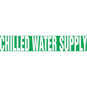 "Chilled Water Supply" Pipe Marker - Vinyl, White on Green, 1-1/2" - 2", 1-1/2", 8", 3/4", English, Self-Adhesive, SSB
