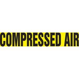 "Compressed Air" Pipe Marker - Vinyl, Black on Yellow, 1-1/2" - 2", 1-1/2", 8", 3/4", English, Self-Adhesive, SSB
