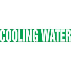 "Cooling Water" Pipe Marker - Vinyl, White on Green, 1-1/2" - 2", 1-1/2", 8", 3/4", English, Self-Adhesive, SSB