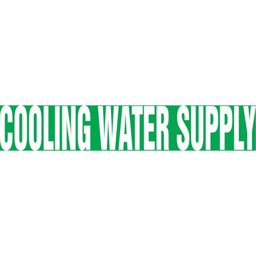 "Cooling Water Supply" Pipe Marker - Vinyl, White on Green, 2-1/2" - 6", 2-1/2", 12", 1-1/4", English, Self-Adhesive, SSD