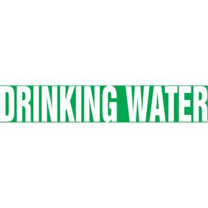 "Drinking Water" Pipe Marker - Vinyl, White on Green, 1-1/2" - 2", 1-1/2", 8", 3/4", English, Self-Adhesive, SSB