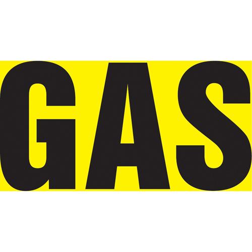"Gas" Pipe Markers - Vinyl, Black on Yellow, 8" - 10", 4", 24", 2-1/2", English, Self-Adhesive, SSH