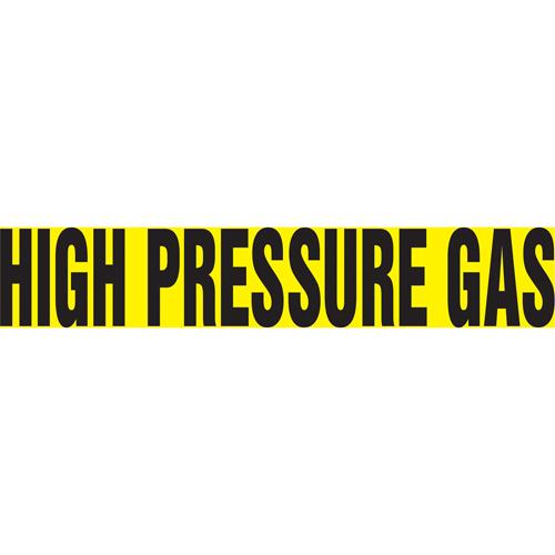 "High Pressure Gas" Pipe Markers - Vinyl, Black on Yellow, 8" - 10", 4", 24", 2-1/2", English, Self-Adhesive, SSH
