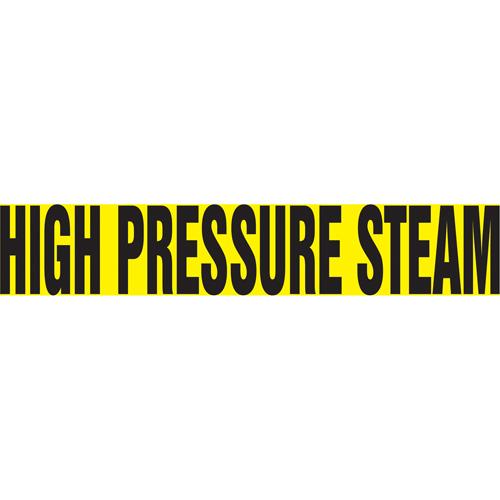 "High Pressure Steam" Pipe Marker - Vinyl, Black on Yellow, 1-1/2" - 2", 1-1/2", 8", 3/4", English, Self-Adhesive, SSB