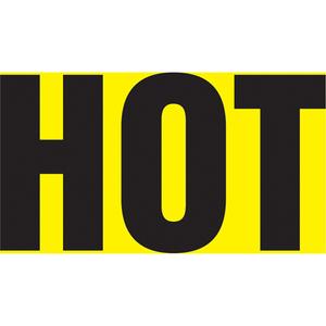 "Hot" Pipe Marker - Vinyl, Black on Yellow, 1-1/2" - 2", 1-1/2", 8", 3/4", English, Self-Adhesive, SSB