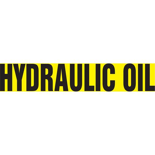 "Hydraulic Oil" Pipe Marker - Vinyl, Black on Yellow, 3/4" - 1-1/4", 1", 8", 1/2", English, Self-Adhesive, SSA