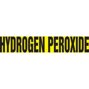 "Hydrogen Peroxide" Pipe Marker - Vinyl, Black on Yellow, 1-1/2" - 2", 1-1/2", 8", 3/4", English, Self-Adhesive, SSB