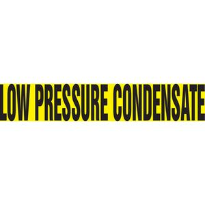 "Low Pressure Condensate" Pipe Marker - Vinyl, Black on Yellow, 1-1/2" - 2", 1-1/2", 8", 3/4", English, Self-Adhesive, SSB