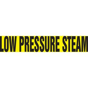 "Low Pressure Steam" Pipe Marker - Vinyl, Black on Yellow, 1-1/2" - 2", 1-1/2", 8", 3/4", English, Self-Adhesive, SSB
