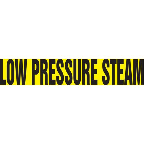 "Low Pressure Steam" Pipe Marker - Vinyl, Black on Yellow, 3/4" - 1-1/4", 1", 8", 1/2", English, Self-Adhesive, SSA