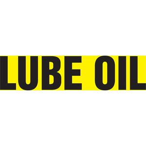 "Lube Oil" Pipe Marker - Vinyl, Black on Yellow, 1-1/2" - 2", 1-1/2", 8", 3/4", English, Self-Adhesive, SSB