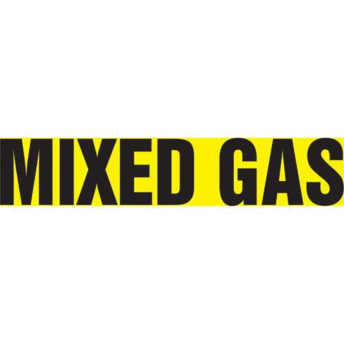 "Mixed Gas" Pipe Marker - Vinyl, Black on Yellow, 1-1/2" - 2", 1-1/2", 8", 3/4", English, Self-Adhesive, SSB