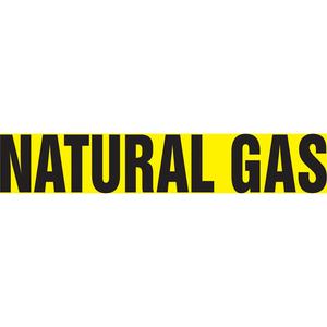 "Natural Gas" Pipe Marker - Vinyl, Black on Yellow, 1-1/2" - 2", 1-1/2", 8", 3/4", English, Self-Adhesive, Natural Gas