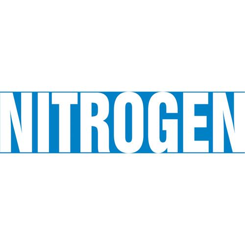 "Nitrogen" Pipe Marker - Vinyl, White on Blue, 1-1/2" - 2", 1-1/2", 8", 3/4", English, Self-Adhesive, SSB