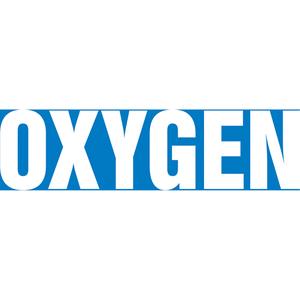 "Oxygen" Pipe Marker - Vinyl, White on Blue, 1-1/2" - 2", 1-1/2", 8", 3/4", English, Self-Adhesive, SSB