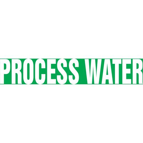 "Process Water" Pipe Marker - Vinyl, White on Green, 3/4" - 1-1/4", 1", 8", 1/2", English, Self-Adhesive, SSA
