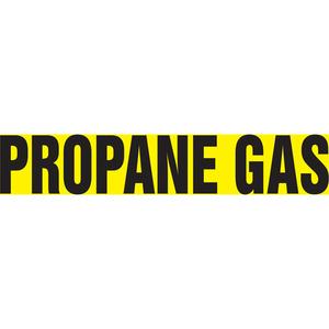 "Propane Gas" Pipe Marker - Vinyl, Black on Yellow, 1-1/2" - 2", 1-1/2", 8", 3/4", English, Self-Adhesive, SSB