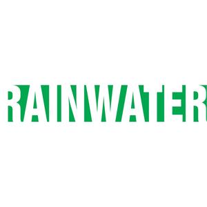 "Rain Water" Pipe Markers - Vinyl, White on Green, 2-1/2" - 6", 2-1/2", 12", 1-1/4", English, Self-Adhesive, SSD