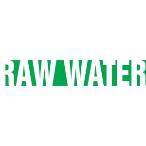 "Raw Water" Pipe Marker - Vinyl, White on Green, 1-1/2" - 2", 1-1/2", 8", 3/4", English, Self-Adhesive, SSB