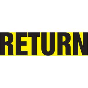 "Return" Pipe Marker - Vinyl, Black on Yellow, 1-1/2" - 2", 1-1/2", 8", 3/4", English, Self-Adhesive, SSB