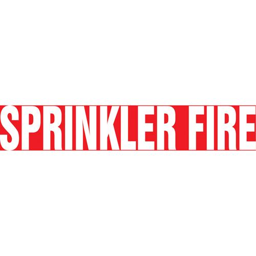 "Sprinkler Fire" Pipe Markers - Vinyl, White on Red, 2-1/2" - 6", 2-1/2", 12", 1-1/4", English, Self-Adhesive, SSD