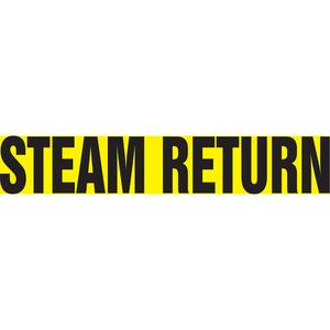 "Steam Return" Pipe Marker - Vinyl, Black on Yellow, 1-1/2" - 2", 1-1/2", 8", 3/4", English, Self-Adhesive, SSB