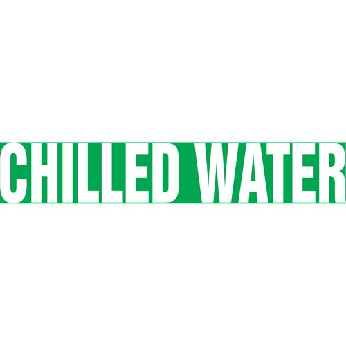 Snap Tite™ "Chilled Water" Pipe Marker - Vinyl, White on Green, 3/4" - 1-1/4", 6", 8", 1/2", English, Snap-On, STA
