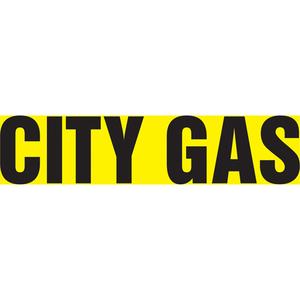 Snap Tite™ "City Gas" Pipe Marker - Vinyl, Black on Yellow, 1-1/2" - 2", 9", 8", 3/4", English, Snap-On, STB