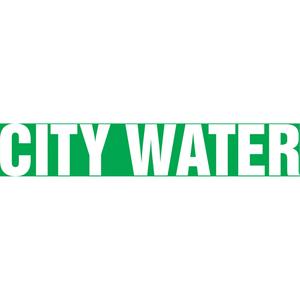 Snap Tite™ "City Water" Pipe Marker - Vinyl, White on Green, 1-1/2" - 2", 9", 8", 3/4", English, Snap-On, STB
