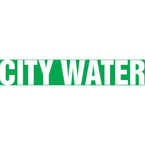 Snap Tite™ "City Water" Pipe Marker - Vinyl, White on Green, 3/4" - 1-1/4", 6", 8", 1/2", English, Snap-On, STA