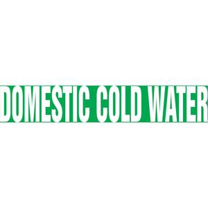 Snap Tite™ "Domestic Cold Water" Pipe Marker - Vinyl, White on Green, 1-1/2" - 2", 9", 8", 3/4", English, Snap-On, STB