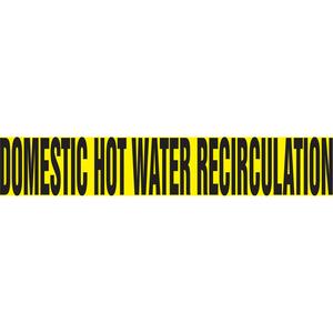 Snap Tite™ "Domestic Hot Water Recirculation" Pipe Marker - Vinyl, Black on Yellow, 3/4" - 1-1/4", 6", 9", 14", 8", 1/2", English, Snap-On, STA