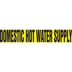 Snap Tite™ "Domestic Hot Water Supply" Pipe Marker - Vinyl, Black on Yellow, 1-1/2" - 2", 9", 8", 3/4", English, Snap-On, STB